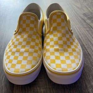Women's Size 8.5 Yellow Checkered Vans